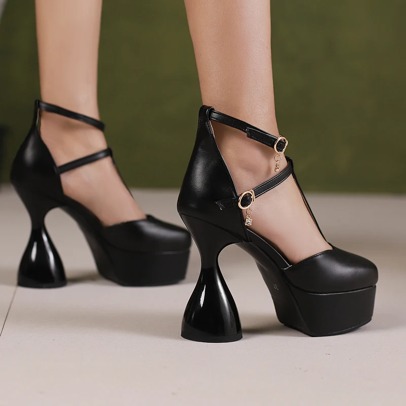 Strange Heels Square Toe Ankle Strap Women Sandals Hollow Out Super High Heels Large Size Solid Color Fashion Sexy Ladies Shoes 
Strange Heels Square Toe Ankle Strap Women Sandals Hollow Out Super High Heels Large Size Solid Color Fashion Sexy Ladies Shoes