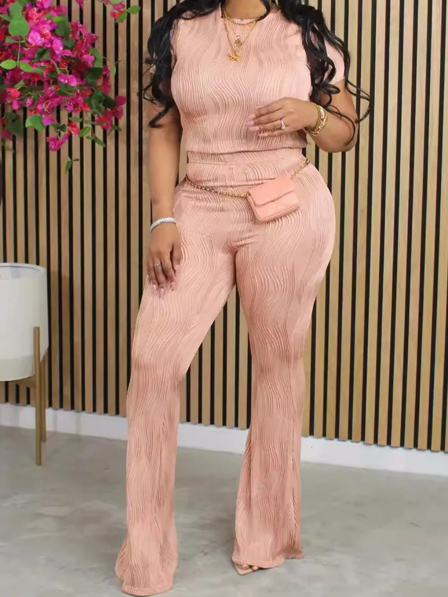 LW Plus Size Two pieces sets Round Neck Flared Pants Set casual short sets Top + pants sets Elegant women's clothing Fashion 2pc
LW Plus Size Two pieces sets Round Neck Flared Pants Set casual short sets Top + pants sets Elegant women's clothing Fashion 2pc