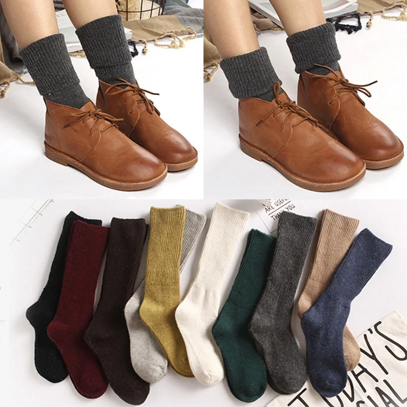 Зимние плотные кашемировые шерстяные женские носки средней длины, теплые короткие носки для девочек, повседневные японские модные однотонные длинные носки
Зимние плотные кашемировые шерстяные женские носки средней длины, теплые короткие носки для девочек, повседневные японские модные однотонные длинные носки