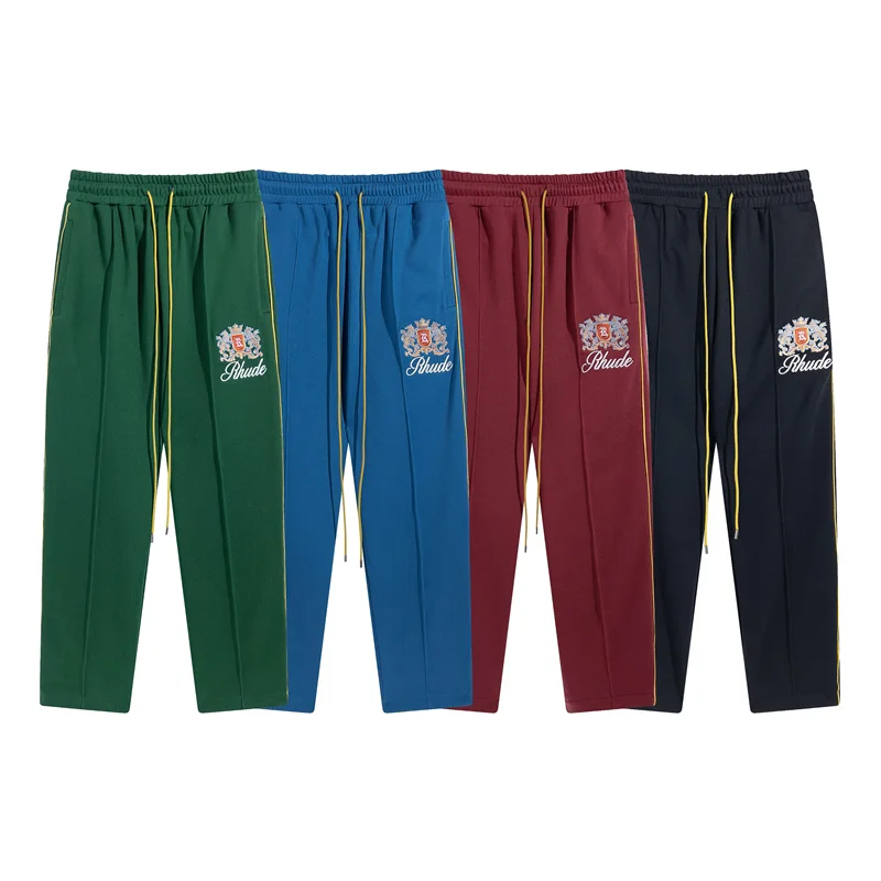 Mens Sweatpants Embroidered Badge Logo Straight Mens Womens High Quality Drawstring Rhude Casual Pants With Tags
Mens Sweatpants Embroidered Badge Logo Straight Mens Womens High Quality Drawstring Rhude Casual Pants With Tags
