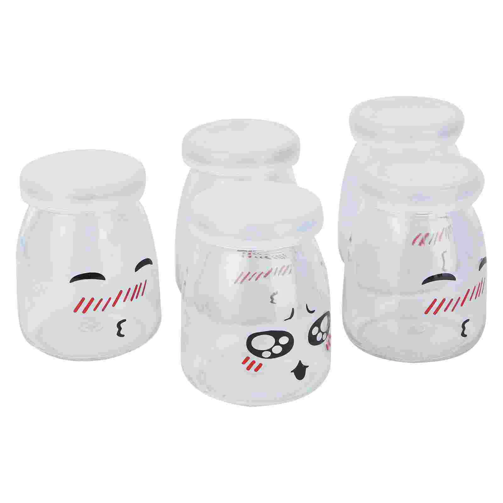 

5pcs Glass Yogurt Pudding Jars With Lids Glass Jars for Jelly Mousse Jam Honey Wedding Shower Favors