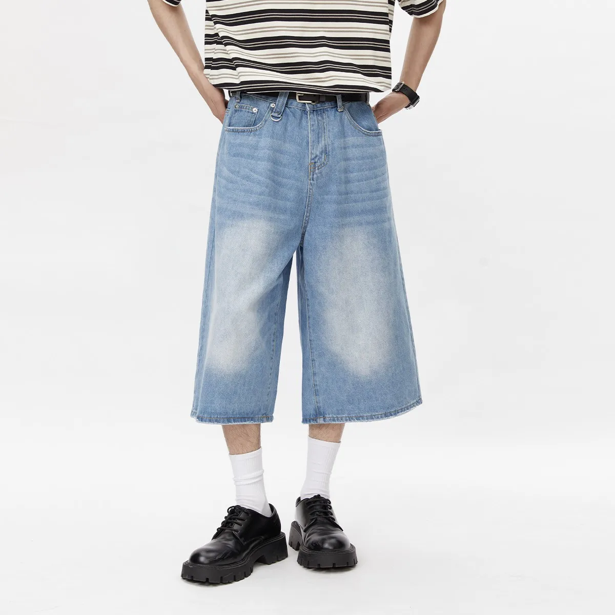 

2024 Summer Women's Casual Style Harajuku Shorts Men Vintage High Waist Loose Washed Jeans Y2K Wide Leg Punk Baggy Denim Shorts