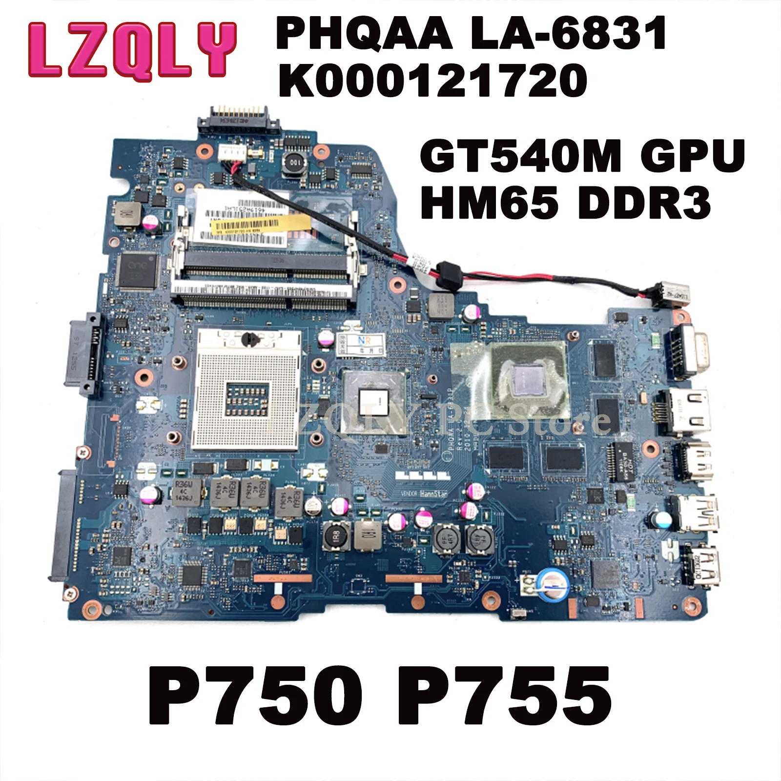 

Материнская плата LZQLY для ноутбука Toshiba Satellite P750 P755 PHQAA LA-6831P K000121720 GT540M GPU HM65 DDR3, полный тест