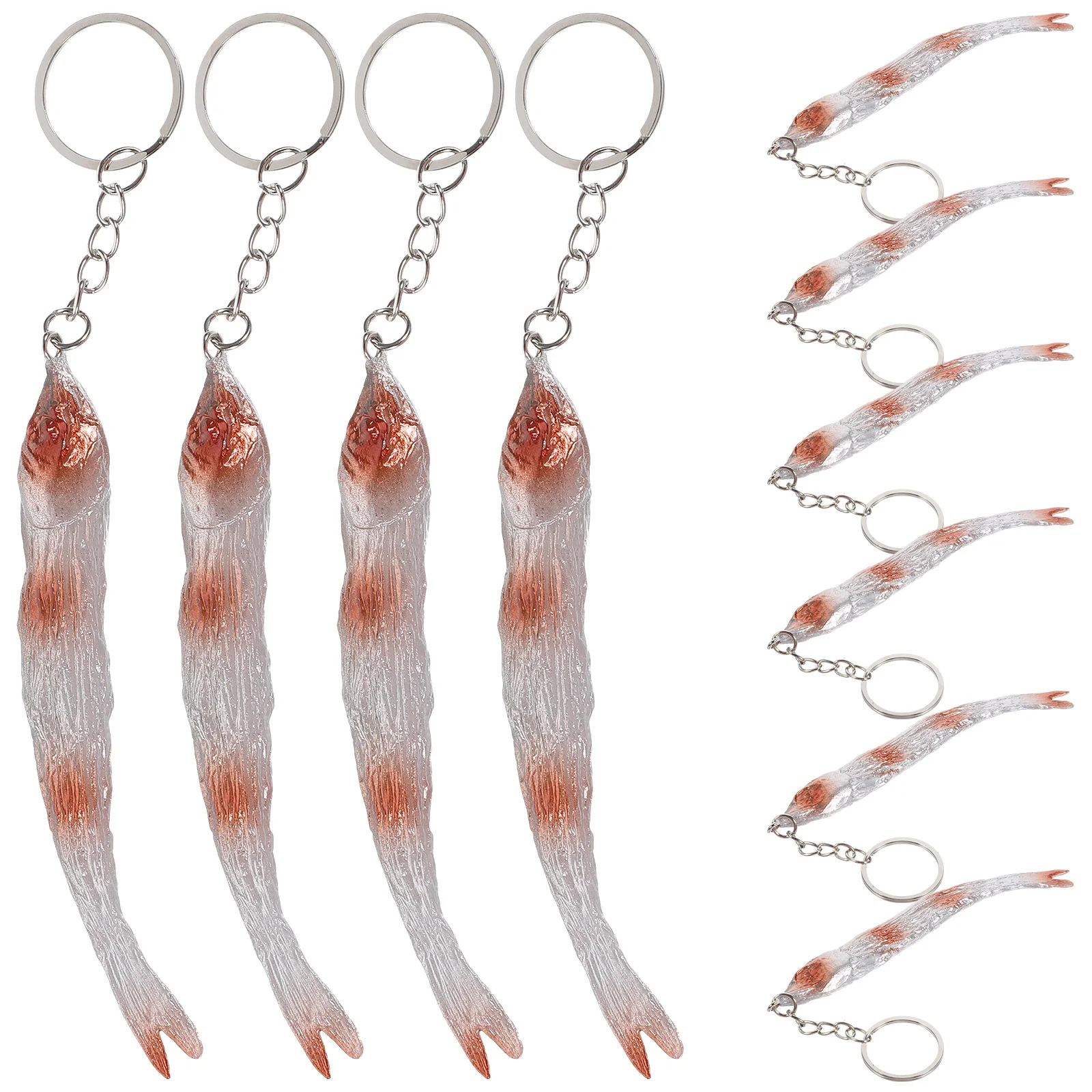 

10 Pcs Simulated Dried Fish Model Backpack Keychain Mini Decorative Keyring Pvc for Handbag Purse Charm