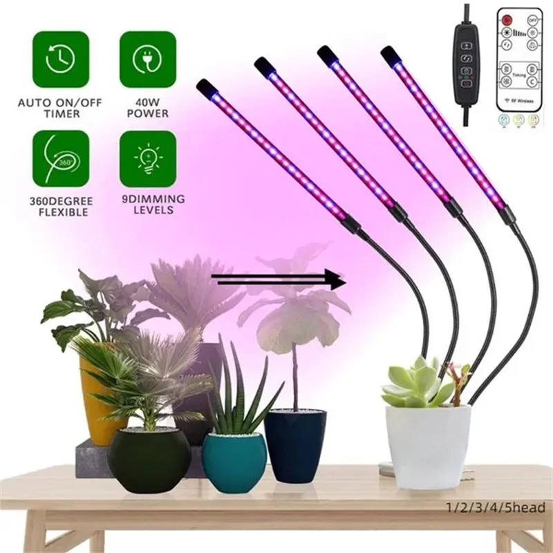 1/2/3/4 Head Indoor USB LED Grow Light 10 Dimmable Levels Plant Growing Lamp Timer Setting For Plants Seedlings Flower
1/2/3/4 Head Indoor USB LED Grow Light 10 Dimmable Levels Plant Growing Lamp Timer Setting For Plants Seedlings Flower