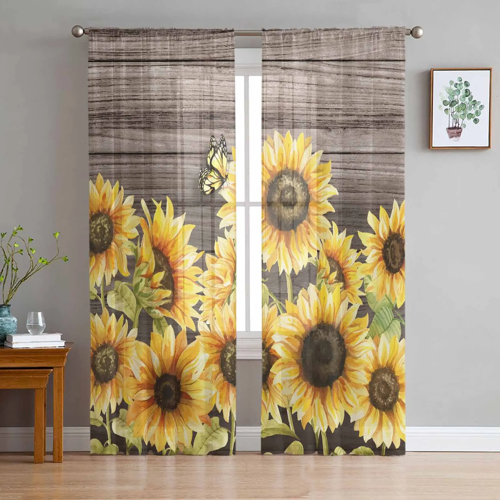Sunflower Watercolor Butterfly Wooden Board Tulle Curtains for Living Room Sheer Curtain for Bedroom Kitchen Blinds Curtains
Sunflower Watercolor Butterfly Wooden Board Tulle Curtains for Living Room Sheer Curtain for Bedroom Kitchen Blinds Curtains