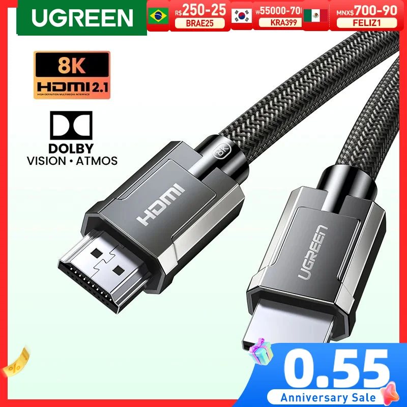 Ugreen 8K HDMI2.1 Cable for Xbox X PS5 Xiaomi Mi Box 8K/60Hz 4K/120Hz HDMI Cable Splitter Switch Cable 48Gbps HDR10+ Cable HDMI
Ugreen 8K HDMI2.1 Cable for Xbox X PS5 Xiaomi Mi Box 8K/60Hz 4K/120Hz HDMI Cable Splitter Switch Cable 48Gbps HDR10+ Cable HDMI