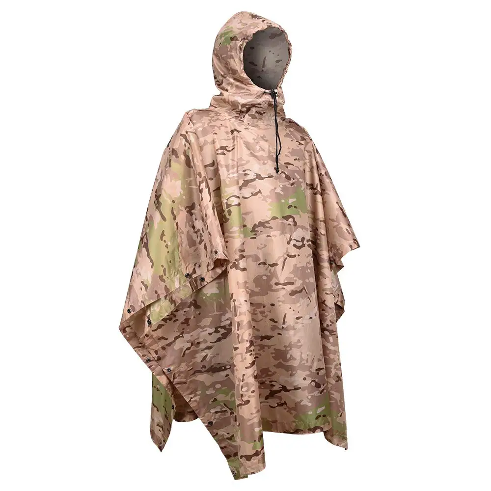 

Outdoor Tactical Raincoat Camping Hiking Hunting Birdwatching Suit Hooded Breathable Rainwear Camo Poncho Army Travel Rain Gears