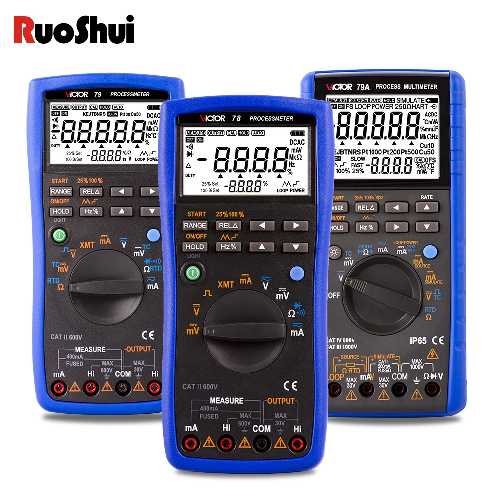 Victor78 Digital Process Multimeter Backlight True RMS AC/DC Ammeter Voltmeter Ohm Frequency Diode Temperature Transistor Tester
Victor78 Digital Process Multimeter Backlight True RMS AC/DC Ammeter Voltmeter Ohm Frequency Diode Temperature Transistor Tester