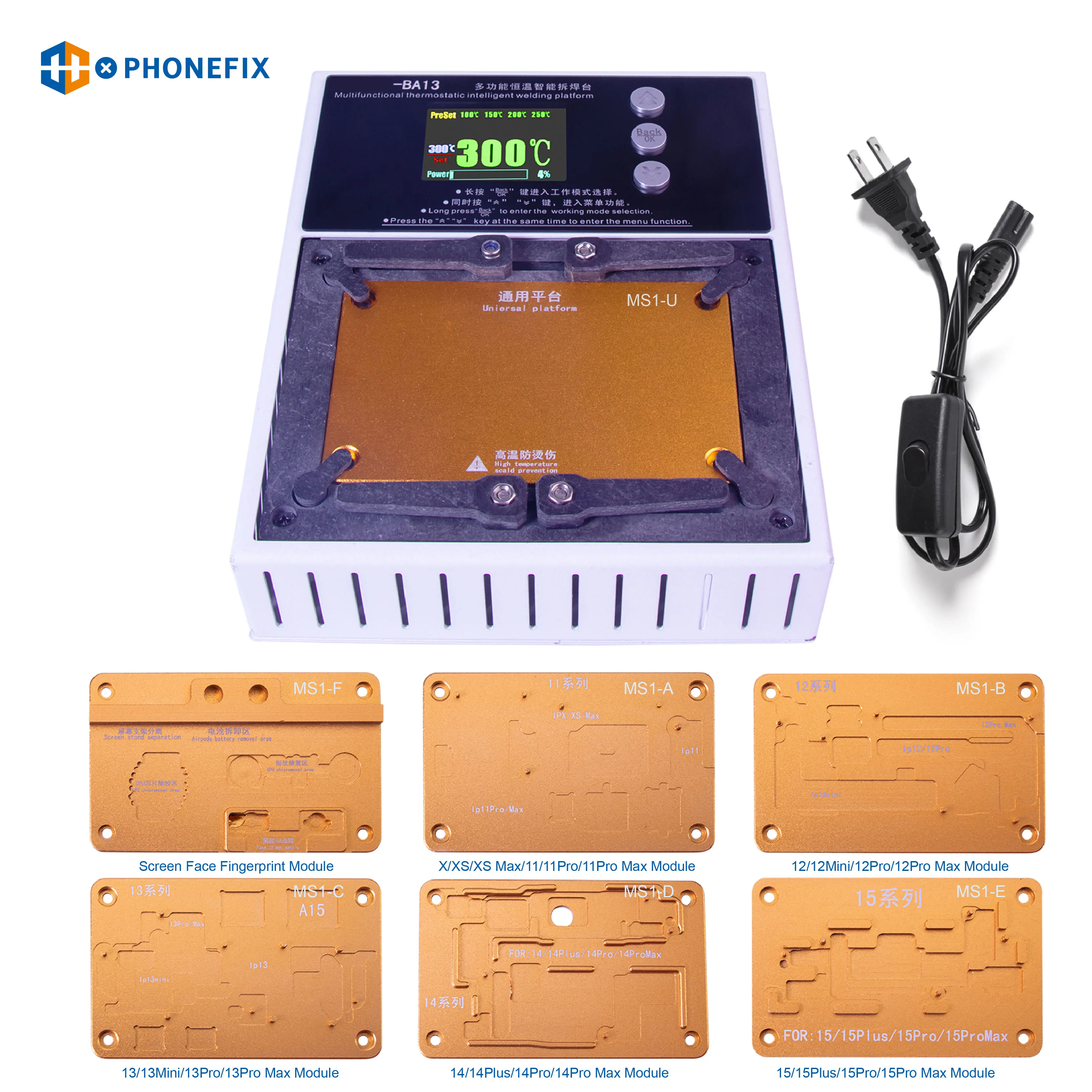 

PHONEFIX L2024 Multifunctional Desoldering Soldering Station Preheating Platform for iPhone X-15ProMax Middle Layer Board Repair