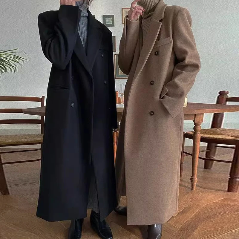 VANOVICH Korean Style Autumn and Winter New Vintage Double-breasted Loose Casual Notched Woman Long Coat Temperament Wool Coat
VANOVICH Korean Style Autumn and Winter New Vintage Double-breasted Loose Casual Notched Woman Long Coat Temperament Wool Coat