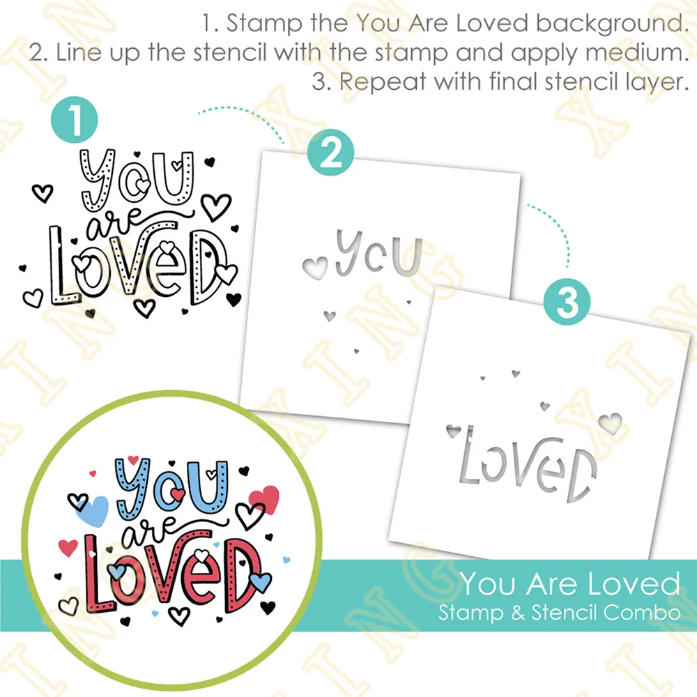 You Are Loved Stamp & Stencil Combo Scrapbooking New Make Photo Album Card DIY Paper Embossing Craft Supplies Hot Selling
You Are Loved Stamp & Stencil Combo Scrapbooking New Make Photo Album Card DIY Paper Embossing Craft Supplies Hot Selling