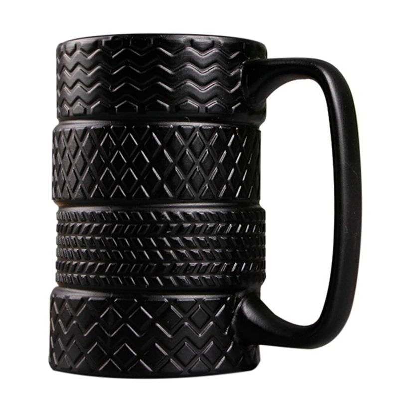 

Funny Ceramic Tire Mugs 500ML Capacity Coffee Mug Breakfast Cereal Milk Tea Water Cup Office Tire Cup Mug Novelty Gifts Black