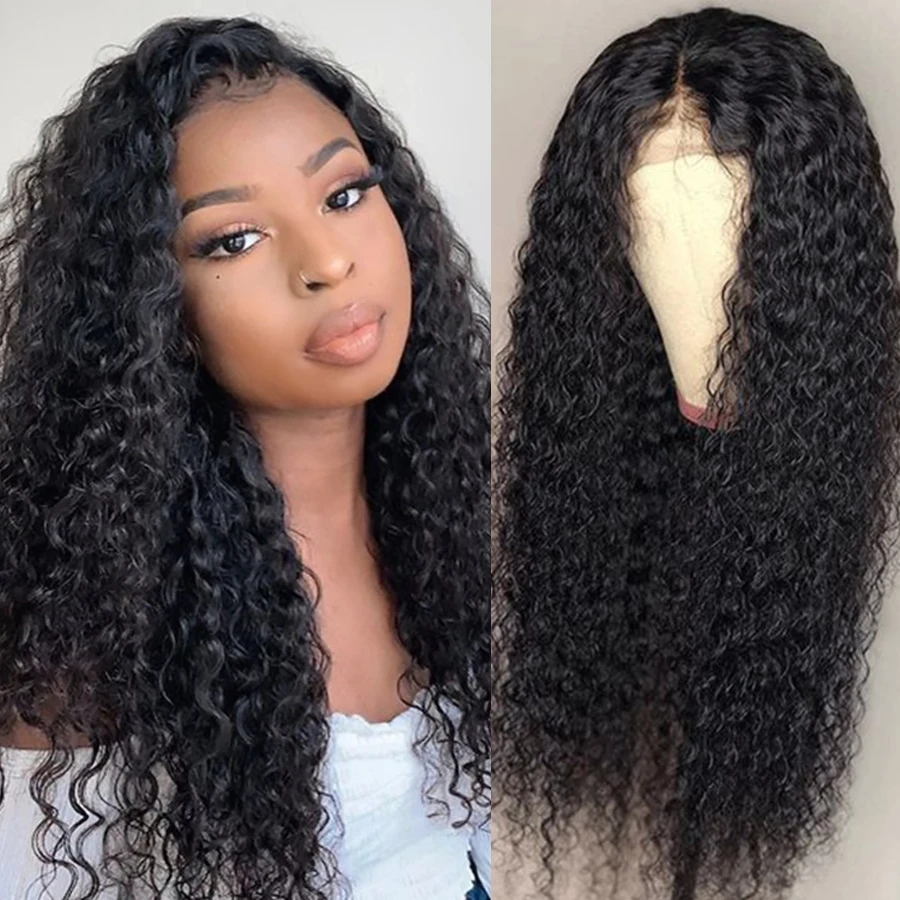 

13x4 Kinky Curly Lace Front Human Hair Wigs For Black Women Brazilian Transparent Lace Frontal Wig 180%-210% Density Wigs
