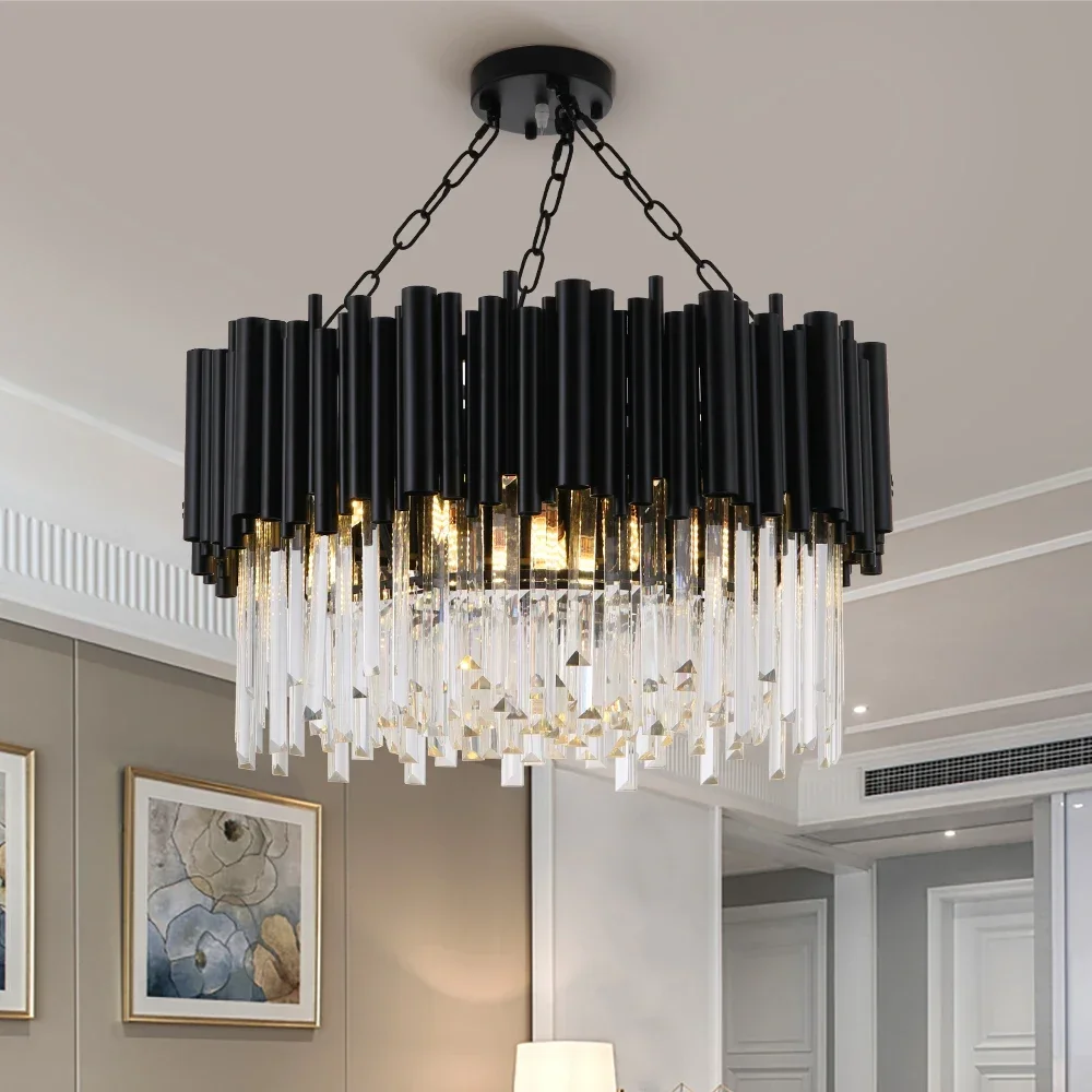 

Хрустальная Роскошная стеклянная люстра K9, Подвесная лампа в стиле постмодерн для гостиной, столовой, черная лампа, украшение для дома и виллы