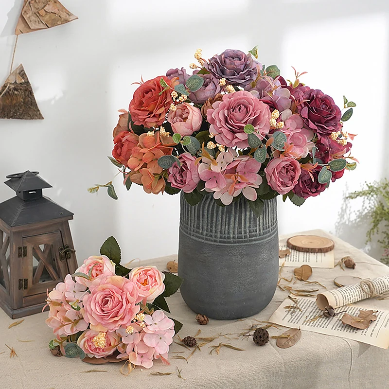 Retro Artificial Flowers Peony Silk Big Bouquet Vase Gift Fake Rose For Home Wedding Christmas Party Garden DIY Decoration
Retro Artificial Flowers Peony Silk Big Bouquet Vase Gift Fake Rose For Home Wedding Christmas Party Garden DIY Decoration