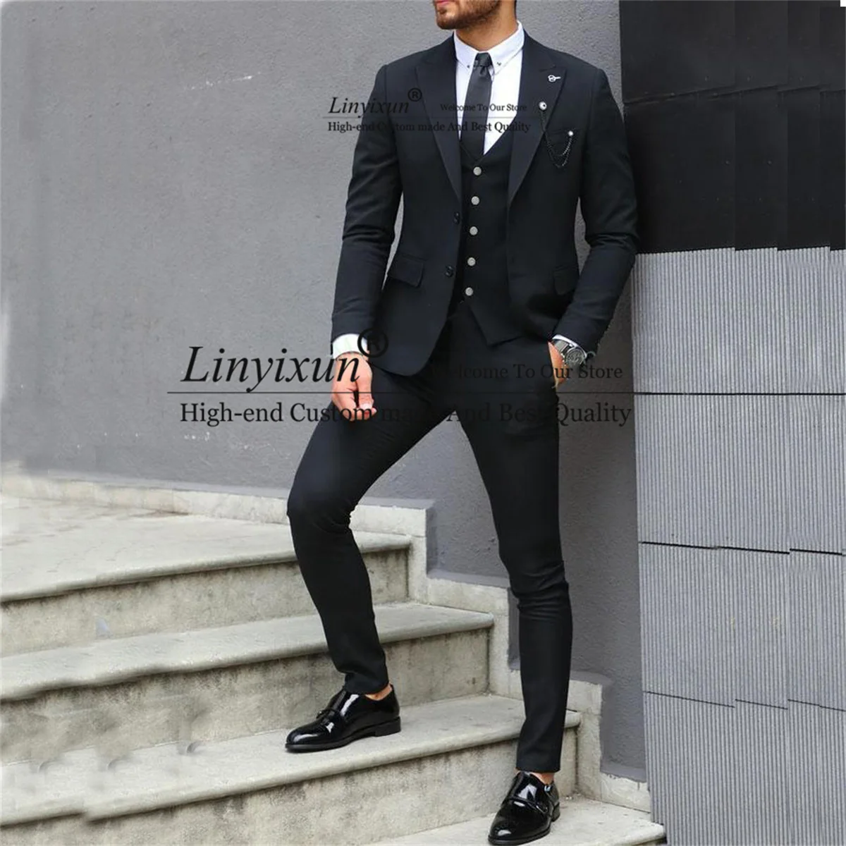Formal Black Mens Suit Slim Fit Outfit Tailor Made Groom Wear Wedding Tuxedos 3 Pieces Set Business Male Blazer Terno Masculino
Formal Black Mens Suit Slim Fit Outfit Tailor Made Groom Wear Wedding Tuxedos 3 Pieces Set Business Male Blazer Terno Masculino