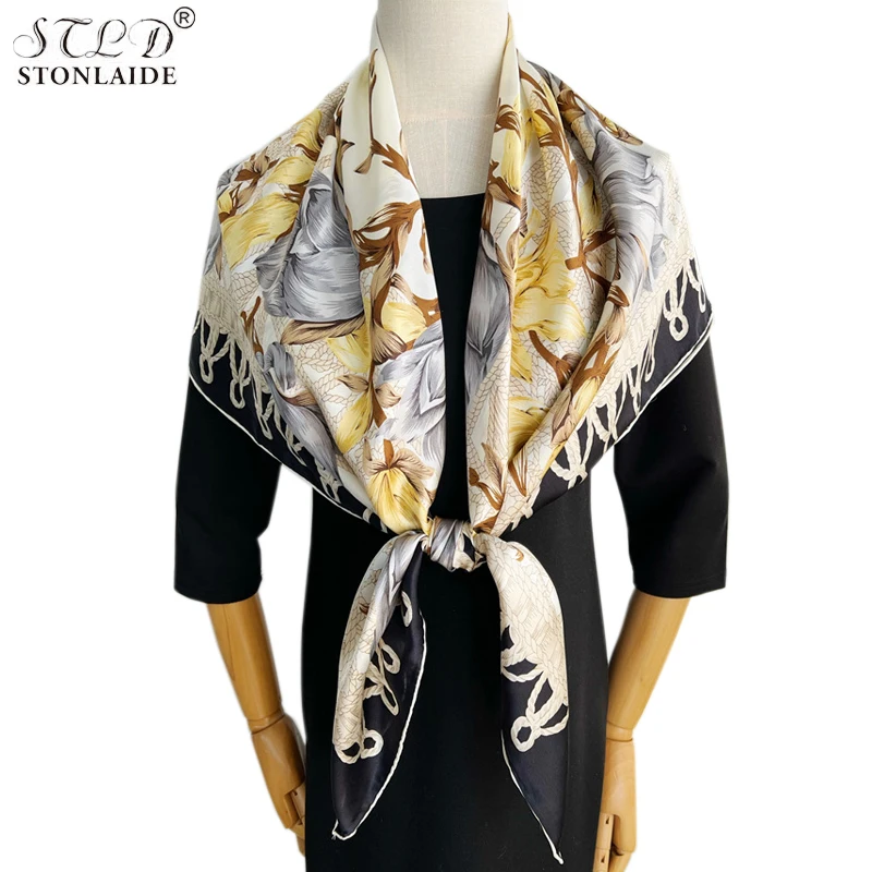 Luxuary Brand Summer 100% Silk Shawl Scarf For Women Flowers Print Travel Scarf Dress Foulard Femme Women Headkerchief 110X110CM
Luxuary Brand Summer 100% Silk Shawl Scarf For Women Flowers Print Travel Scarf Dress Foulard Femme Women Headkerchief 110X110CM