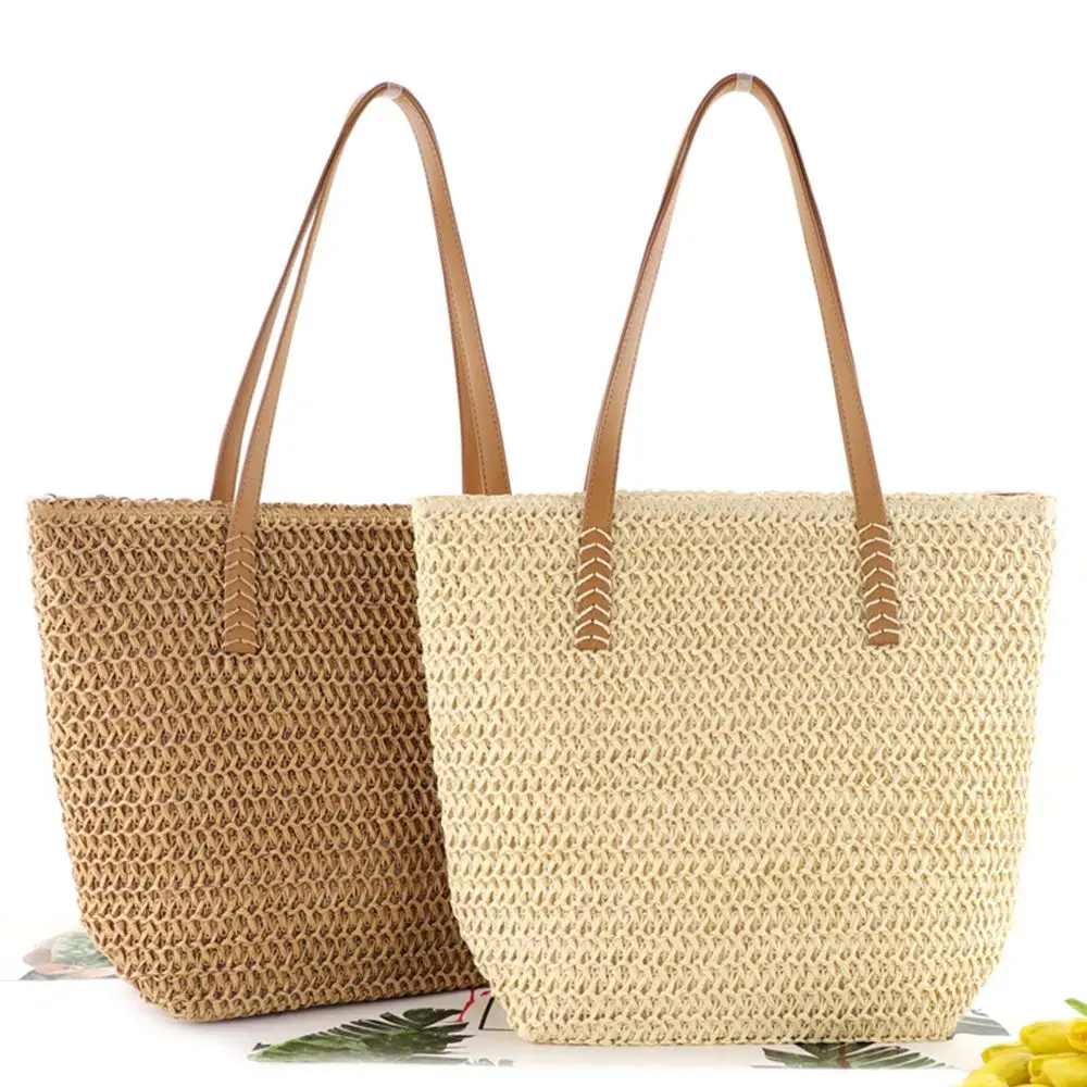 Повседневная летняя винтажная плетеная Сумка через плечо, соломенные сумки, сумки для покупок, тканые сумки