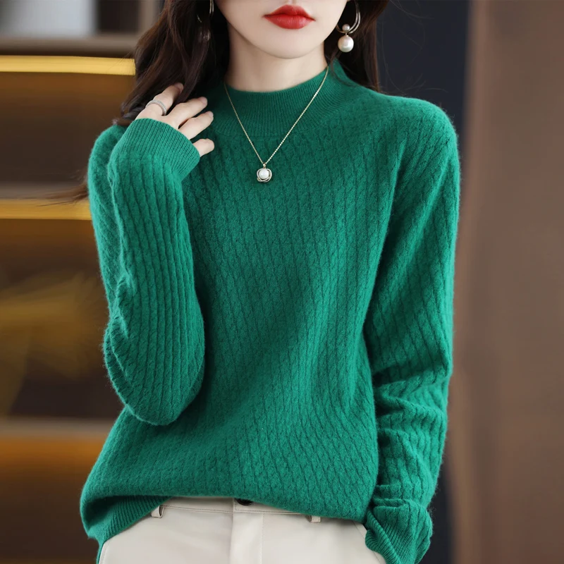 Autumn and Winter New Women's Sweater 100% Wool Cashmere Sweater Half High Neck Knitted Pullover Loose Fashion Soft Women's Top
Autumn and Winter New Women's Sweater 100% Wool Cashmere Sweater Half High Neck Knitted Pullover Loose Fashion Soft Women's Top