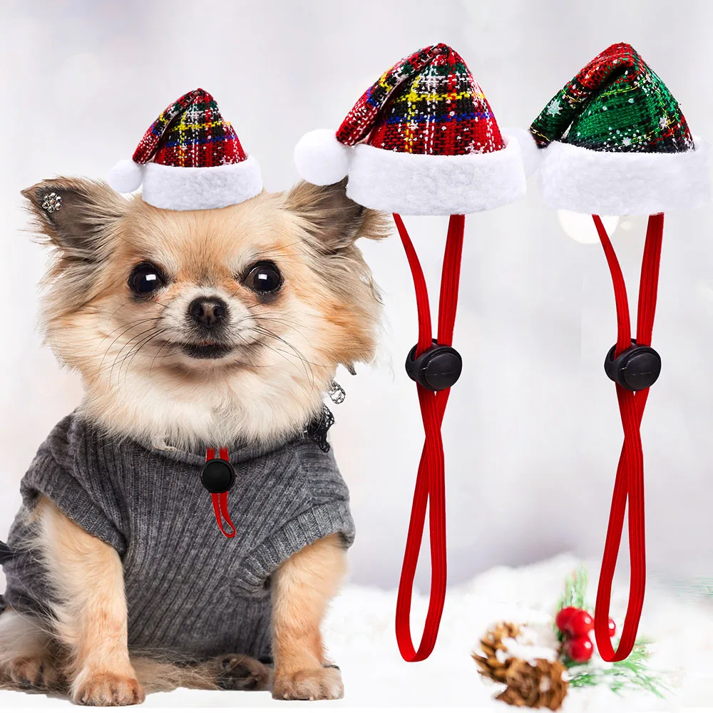 

10ps Christmas Dog Decorate Hats For Dogs Pets Holiday Party Grooming Small Dogs Cats Christmas Cap Dog Accessories Pet Supplies
