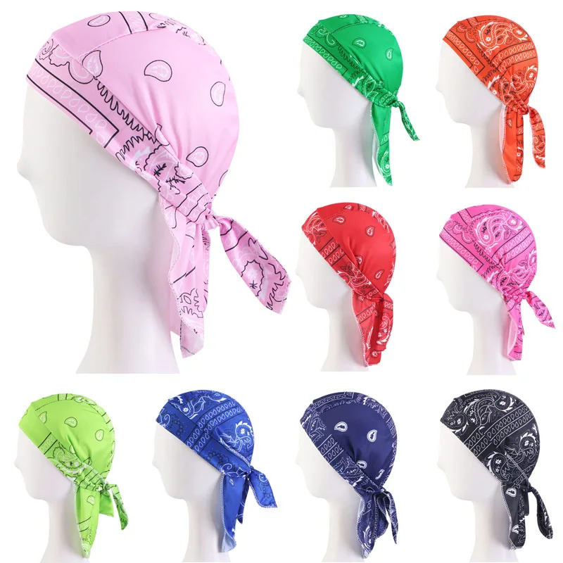 

2PCS/LOT Elastic Amoeba Cashew Nut Headscarf Man Durag Turban Hat Fashion Pre-Tie Printed Wrap Head Cap Gentleman Hair Accessory