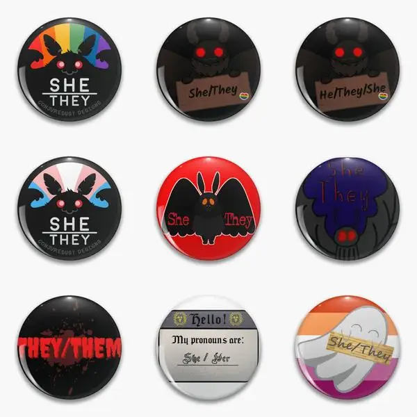

Cryptid Pronouns She They Soft Button Pin Gift Hat Collar Badge Funny Jewelry Lapel Pin Women Clothes Metal Brooch Decor Cartoon