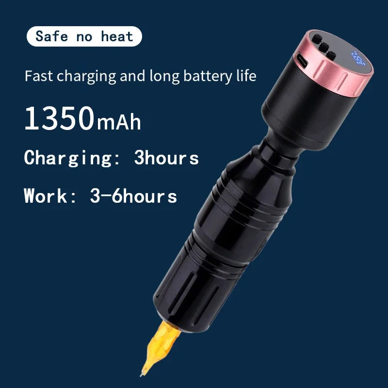 

Аккумулятор для тату-ручки, 1350 мАч, разъем RCA, беспроводной мини-источник питания для тату-машинки, индикатор напряжения типа с