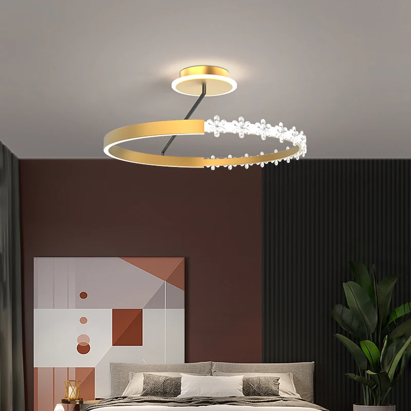 

Круглая лампа для спальни в скандинавском стиле, Золотая круглая потолочная лампа, Современная Минималистичная лампа, декоративная лампа для столовой