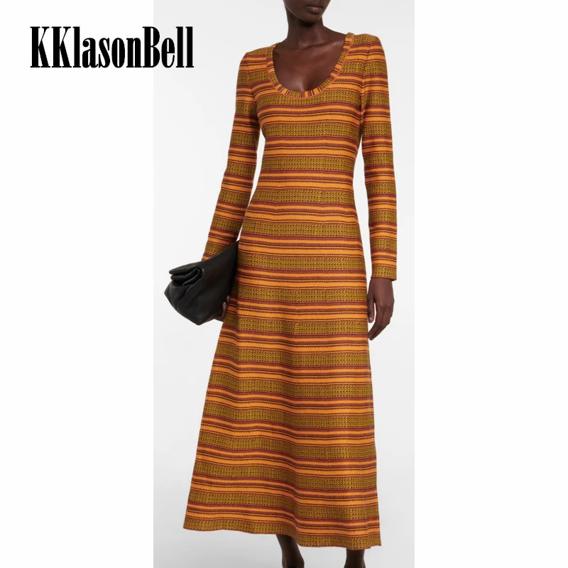 10.19 KKlasonBell Vintage Sexy Scoop Neck Striped Slim Knitted Wool Flared Dress Women
10.19 KKlasonBell Vintage Sexy Scoop Neck Striped Slim Knitted Wool Flared Dress Women