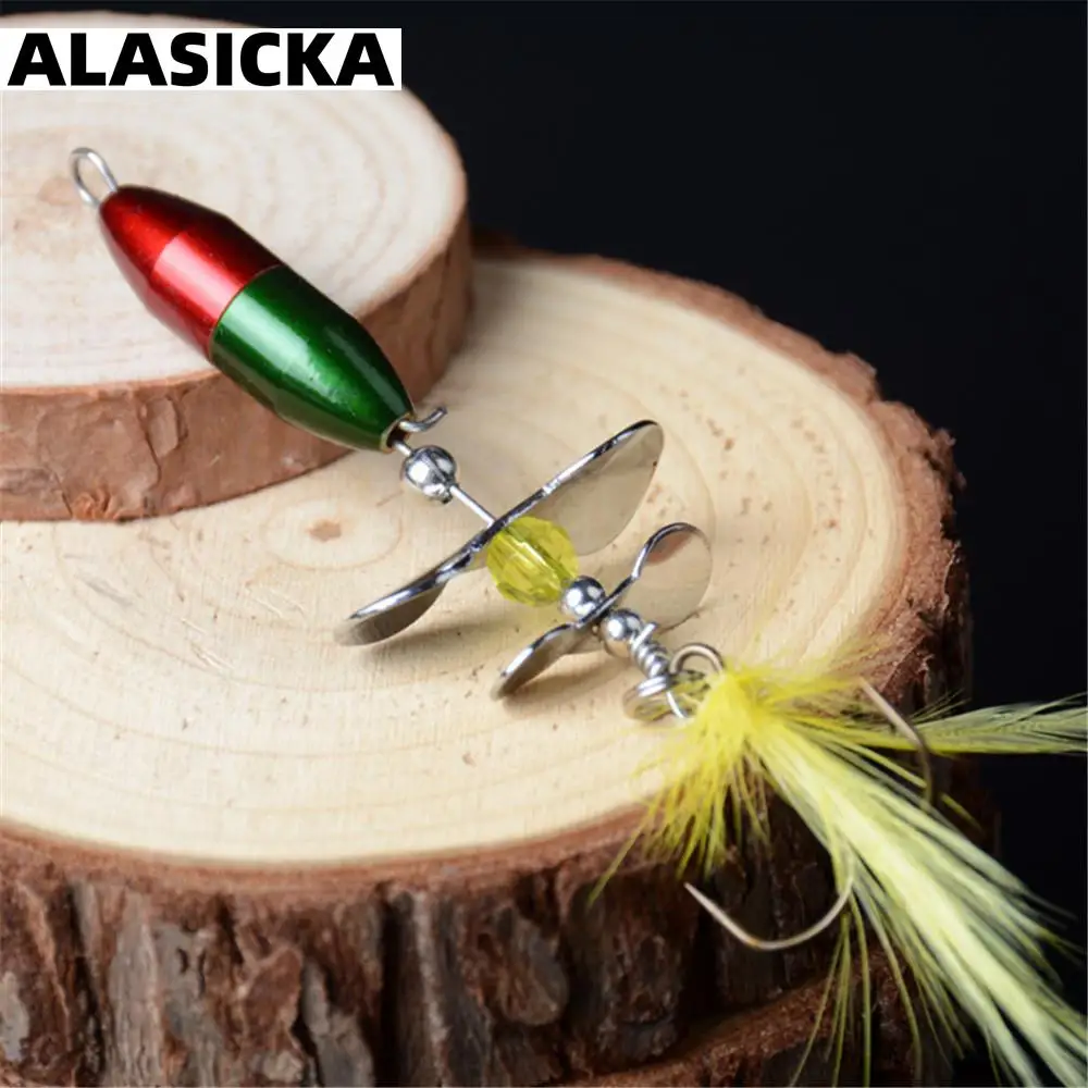 

1pcs 10g/7cm Rotating Spinner Sequins Fishing Lure Wobbler Bait with Feather Fishing Tackle for Bass Trout Perch Pike