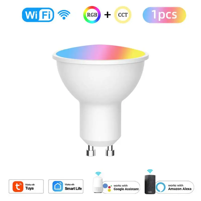 

Tuya Wifi Smart GU10 Light Bulb Spotlight RGB+CCT 100-240V 4W Dimmable LED Light Bulb Voice Control Via Alexa Google Home Alice