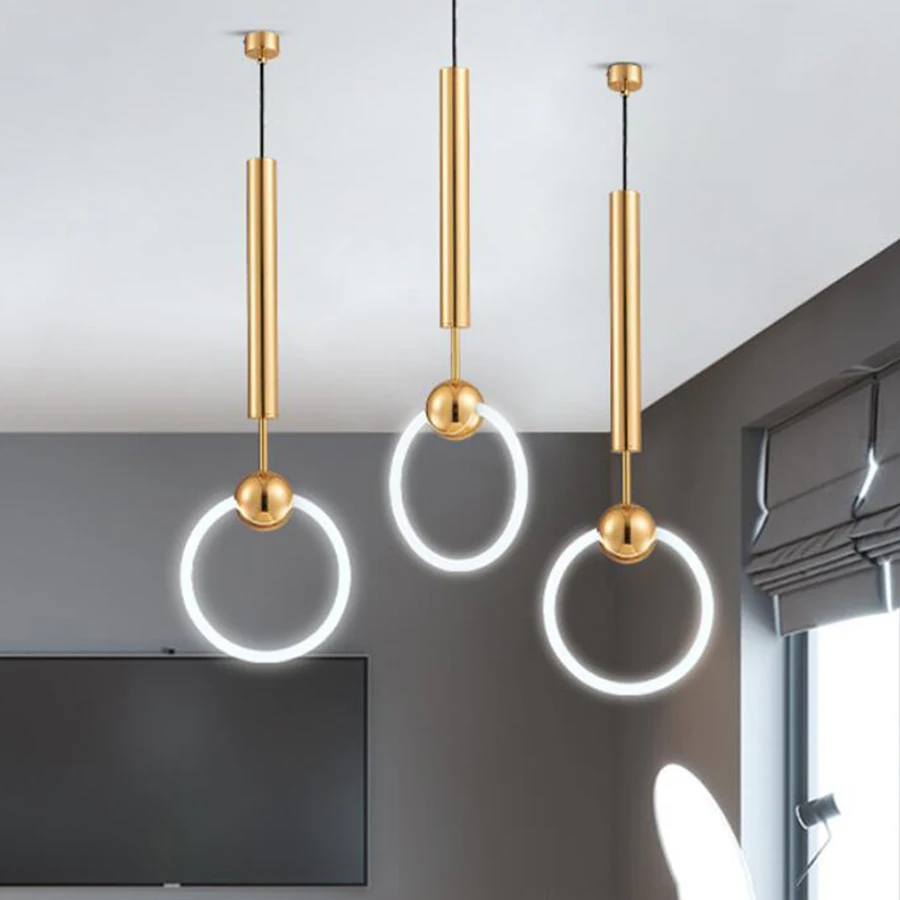Modern Ring Led Pendant Light Acrylic Ring Bedside Pendant Lamp Shop Cafe Restaurant Hanging Light Golden Suspension Lamp 
Modern Ring Led Pendant Light Acrylic Ring Bedside Pendant Lamp Shop Cafe Restaurant Hanging Light Golden Suspension Lamp