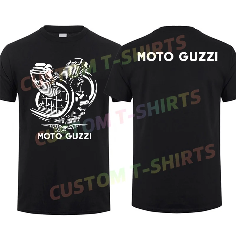 

2024 Men T Shirt Casual Motorcycle Motif Moto Guzzi T-shirt Sports Tops Short Sleeves 100% Cotton Streetwear S-3XL Cool Tee