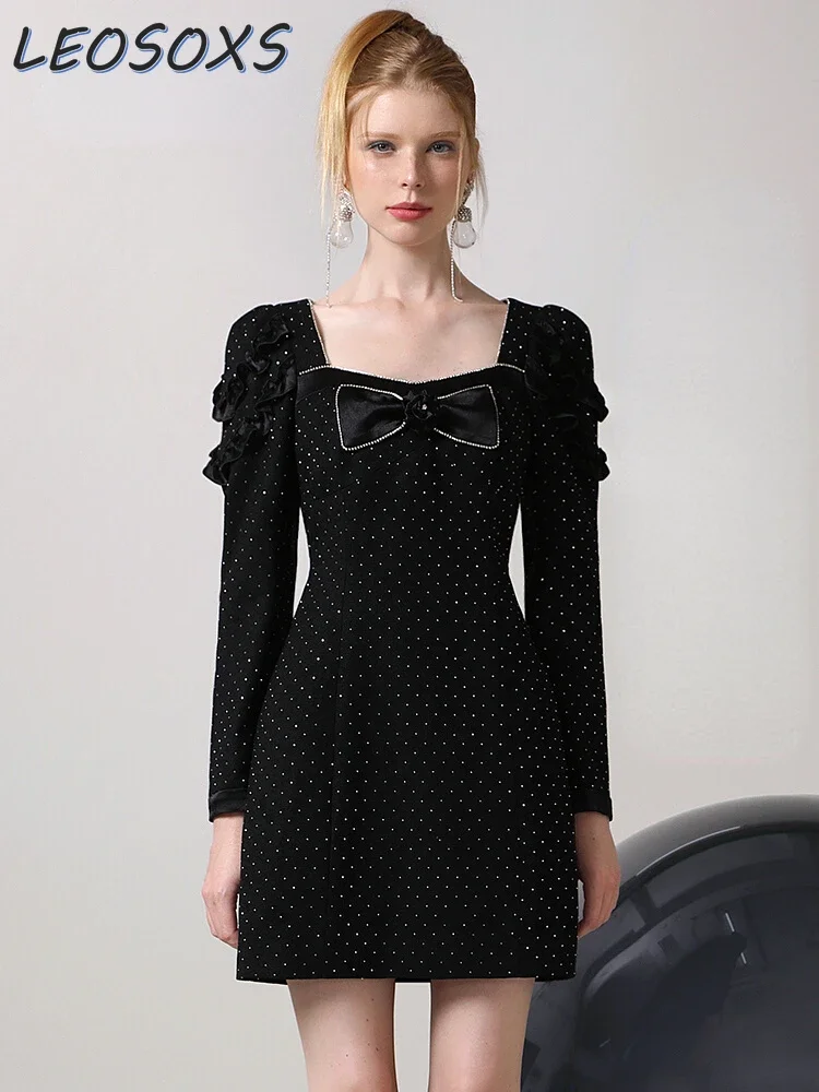 2023 Winter New Elegant Temperament Hot Drilling Female Dress Bow Waist Slimming Hip-Wrapped Dresses Streetwear Women Clothing
2023 Winter New Elegant Temperament Hot Drilling Female Dress Bow Waist Slimming Hip-Wrapped Dresses Streetwear Women Clothing