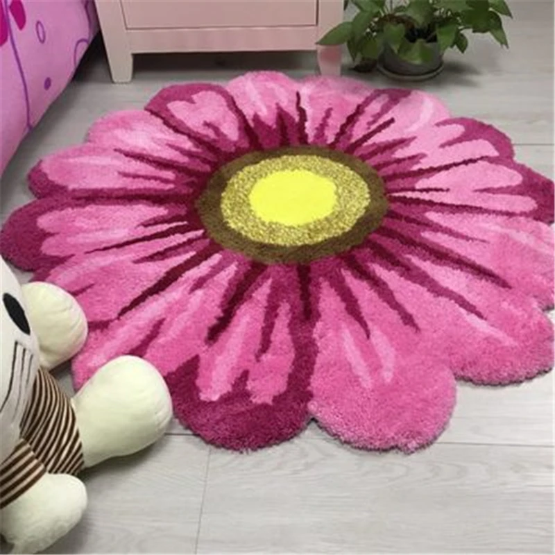

Thick flower carpets bedroom living room round rug bedside sofa soft parlor kids play area rugs anti-slip hallway chair door mat