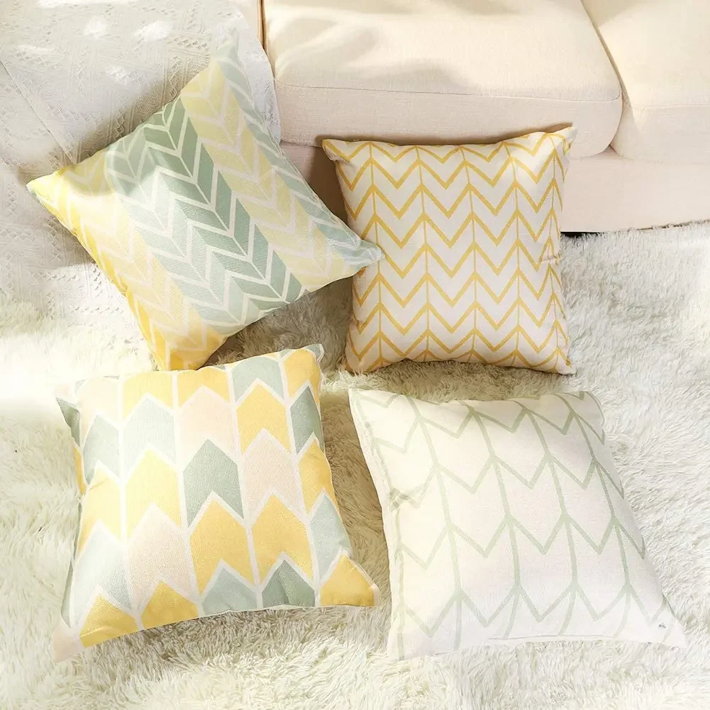 

Linen Cushion Cover Triangle Geometric Pattern Pillowcase For Sofa Home Living Room Bedroom Home Decor, 40x40 45x45 50x50 60x60