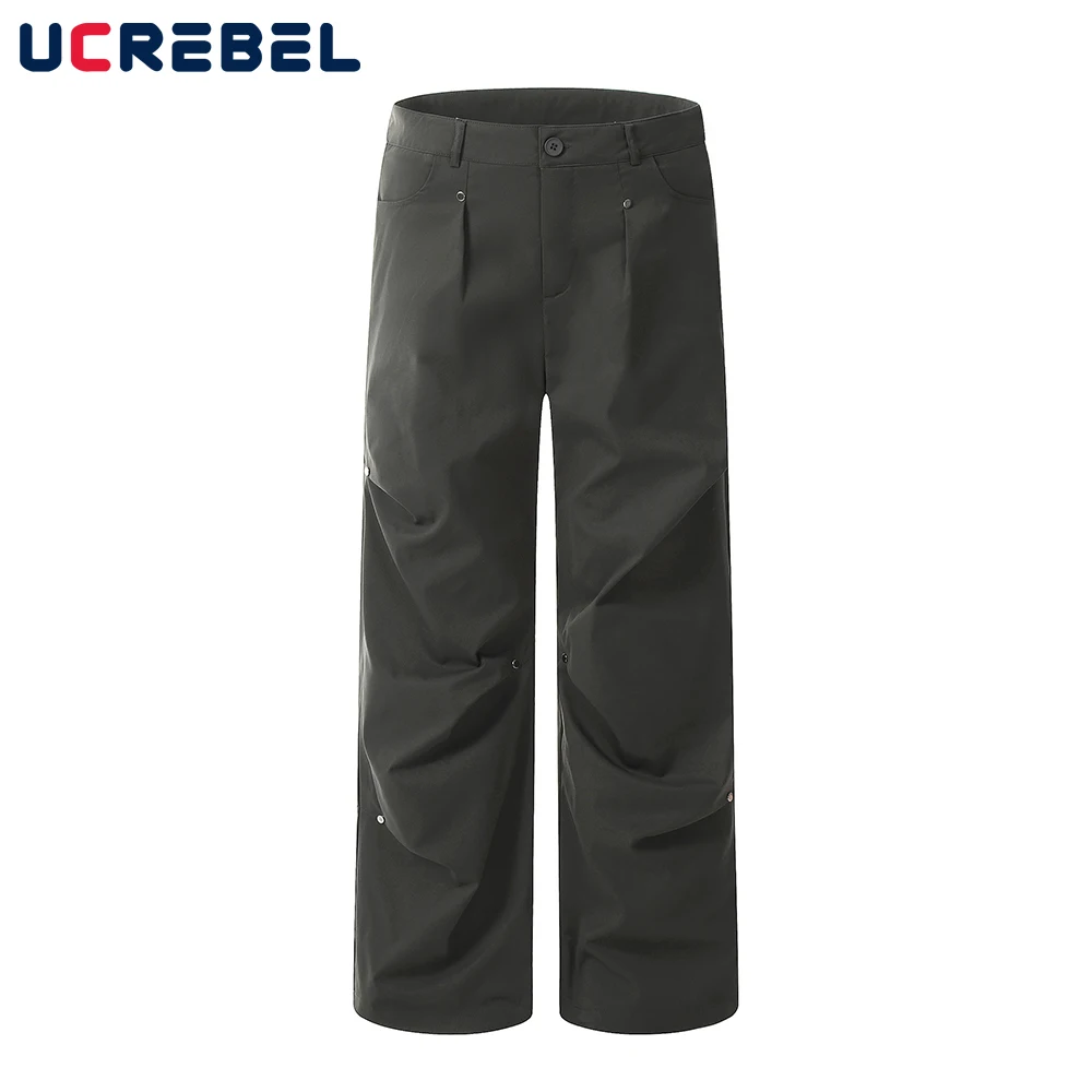 Rivets Pleated Casual Pants Mens Autumn Simple Solid Color Straight-leg Loose Wide Leg Pants Men Trousers
Rivets Pleated Casual Pants Mens Autumn Simple Solid Color Straight-leg Loose Wide Leg Pants Men Trousers
