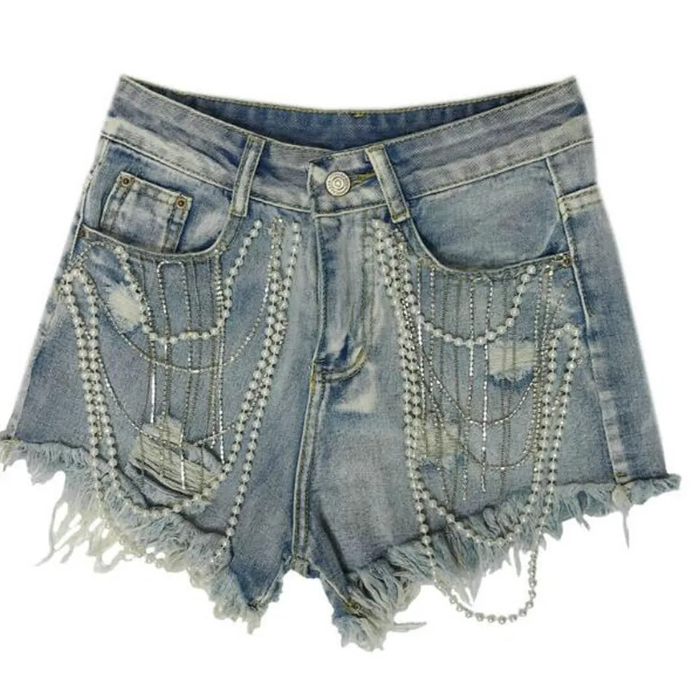 Denim Shorts 2023 Summer New Women's Industrial Jeans Shorts Tassels Pearl Pendant Furry-Trim A-line Loose Short Pants
Denim Shorts 2023 Summer New Women's Industrial Jeans Shorts Tassels Pearl Pendant Furry-Trim A-line Loose Short Pants