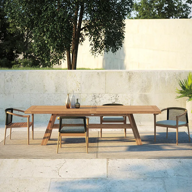 Outdoor rattan Teak dining table and chair combination Nordic courtyard garden villa outdoor
Outdoor rattan Teak dining table and chair combination Nordic courtyard garden villa outdoor