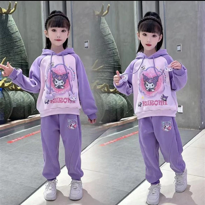 Sanrio Kawaii Anime Kuromi Spring Autumn Children Hoodie Set Cute Cartoon Sports Suit Long-Sleeved Top Trousers Gifts for Girls
Sanrio Kawaii Anime Kuromi Spring Autumn Children Hoodie Set Cute Cartoon Sports Suit Long-Sleeved Top Trousers Gifts for Girls