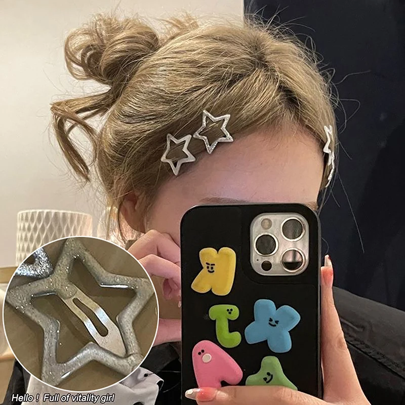 

1Shiny Five Star Hairpin Sweet Cool Girl Korean Style Bling Star Bang Hair Clip Cute BB Clip All-Match Hair Accessories Headwear