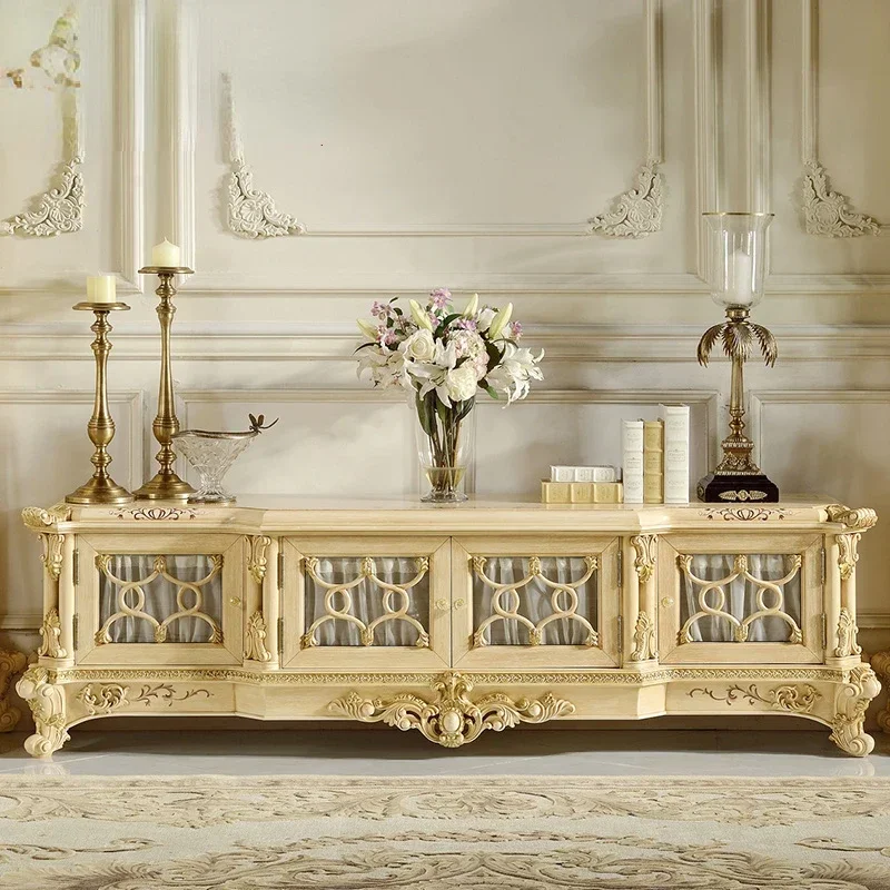 European TV solid wood carved floor storage living room low cabinet luxury villa audio-visual cabinet
European TV solid wood carved floor storage living room low cabinet luxury villa audio-visual cabinet