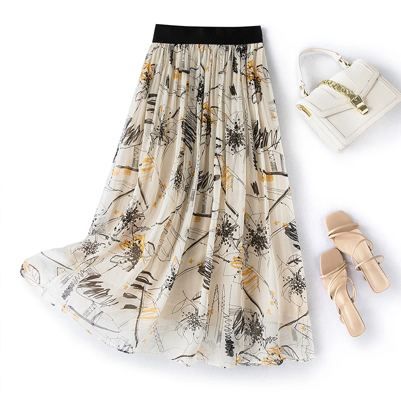 100% Real Mulberry Silk Skirt Elastic Waist Thin Mid-length Women Skirts Fashion Korean Women Clothing Pleated Skirt Zm3245
100% Real Mulberry Silk Skirt Elastic Waist Thin Mid-length Women Skirts Fashion Korean Women Clothing Pleated Skirt Zm3245