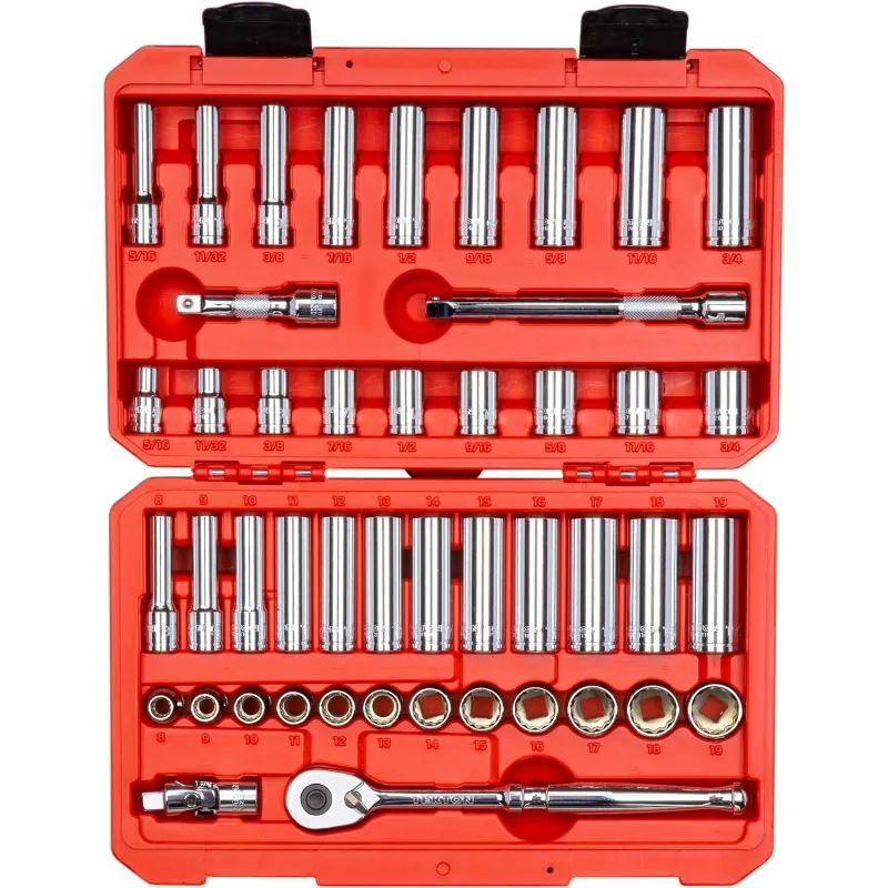 TEKTON 3/8 Inch Drive 12-Point Socket and Ratchet Set, 46-Piece (5/16-3/4 in., 8-19 mm) | SKT15302
TEKTON 3/8 Inch Drive 12-Point Socket and Ratchet Set, 46-Piece (5/16-3/4 in., 8-19 mm) | SKT15302