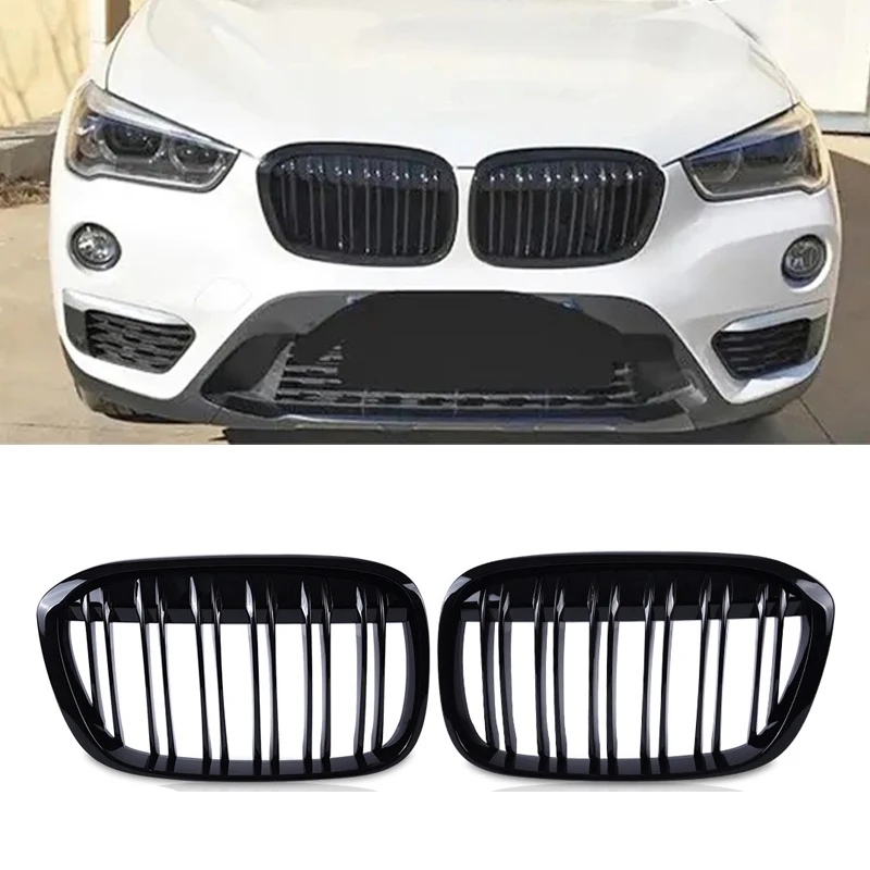 For BMW X1 F48 F49 Car Front Hood Kidney Bumper Grill Racing Grills Grille 16-19 Gloss Black Double Slat Grilles New Accessories 
For BMW X1 F48 F49 Car Front Hood Kidney Bumper Grill Racing Grills Grille 16-19 Gloss Black Double Slat Grilles New Accessories