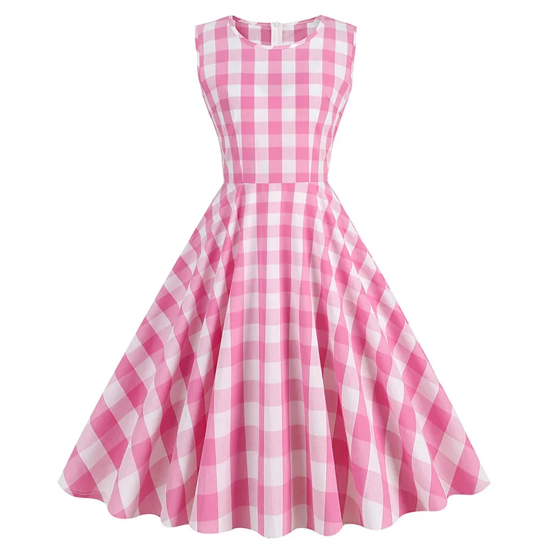 Sleeveless Plaid Print England Style Vintage Flare Tea Dress 50s Women's Holiday Tea Summer Pink Kawaii Tunic Midi Casual Dress
Sleeveless Plaid Print England Style Vintage Flare Tea Dress 50s Women's Holiday Tea Summer Pink Kawaii Tunic Midi Casual Dress