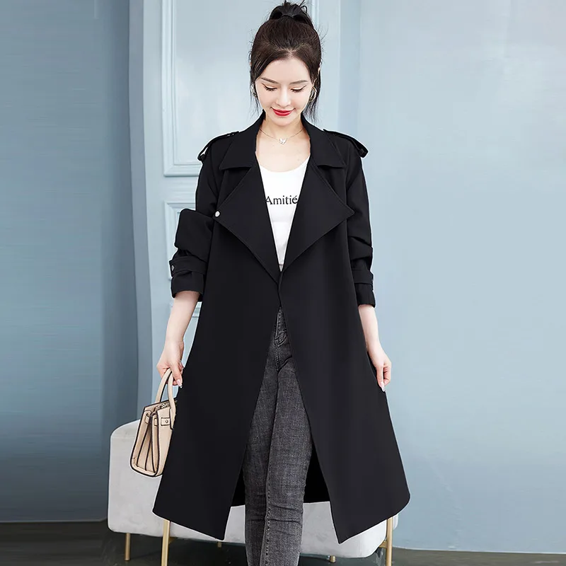 

Casual Windbreaker Coat Women Overcoat Spring Autumn 2024 New Jacket Female Outwear Fashion Loose Belt Thin Long Windbreakers