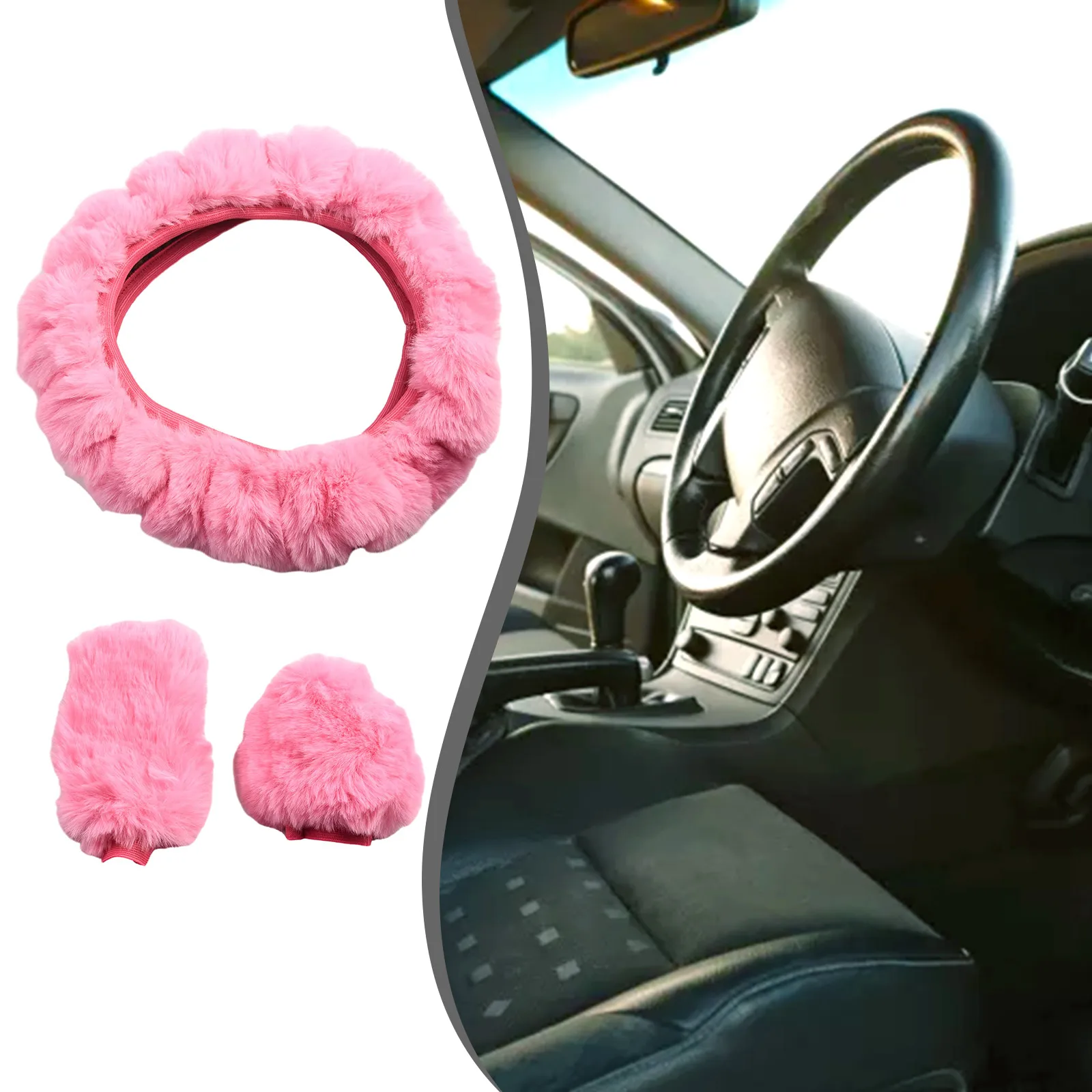 Car Decor Steering Wheel Cover Car 3 Pcs Comfort Fashion Faux Wool Four Seasons Shift Gear Cover Thick Warm 38cm
Car Decor Steering Wheel Cover Car 3 Pcs Comfort Fashion Faux Wool Four Seasons Shift Gear Cover Thick Warm 38cm
