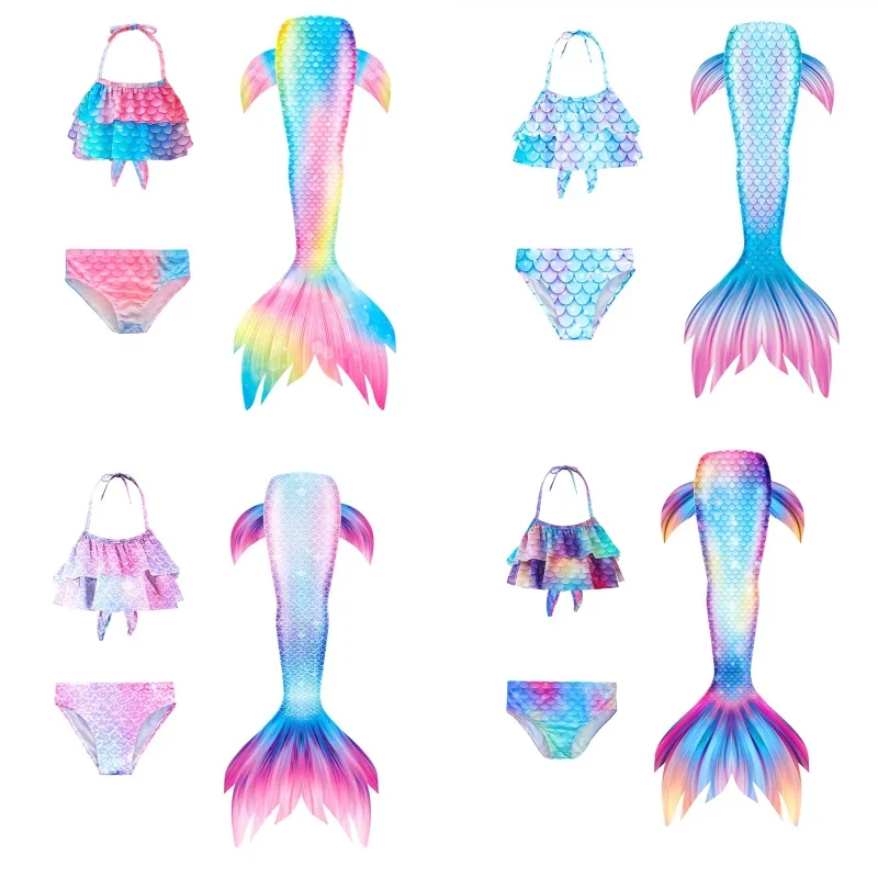 

Ruffled Girls Swimsuits 3PCS Mermaid Tail Swimming Sets Children Swimwear Beachwear Dresses Clothes for Kids